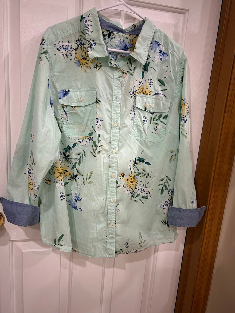 St Johns Bay button up blouse botanical woman size 2X cotton